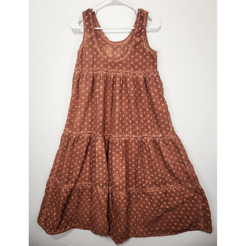 Cleo + Wolf Women's Floral Textured Country Style Midi Dress Brown Size S - Picture 7 of 7